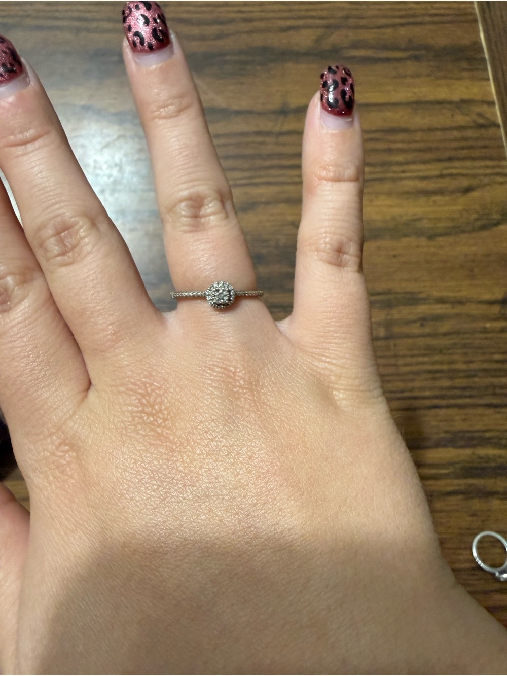 Delicate Silver-Tone Halo Cluster Ring - White